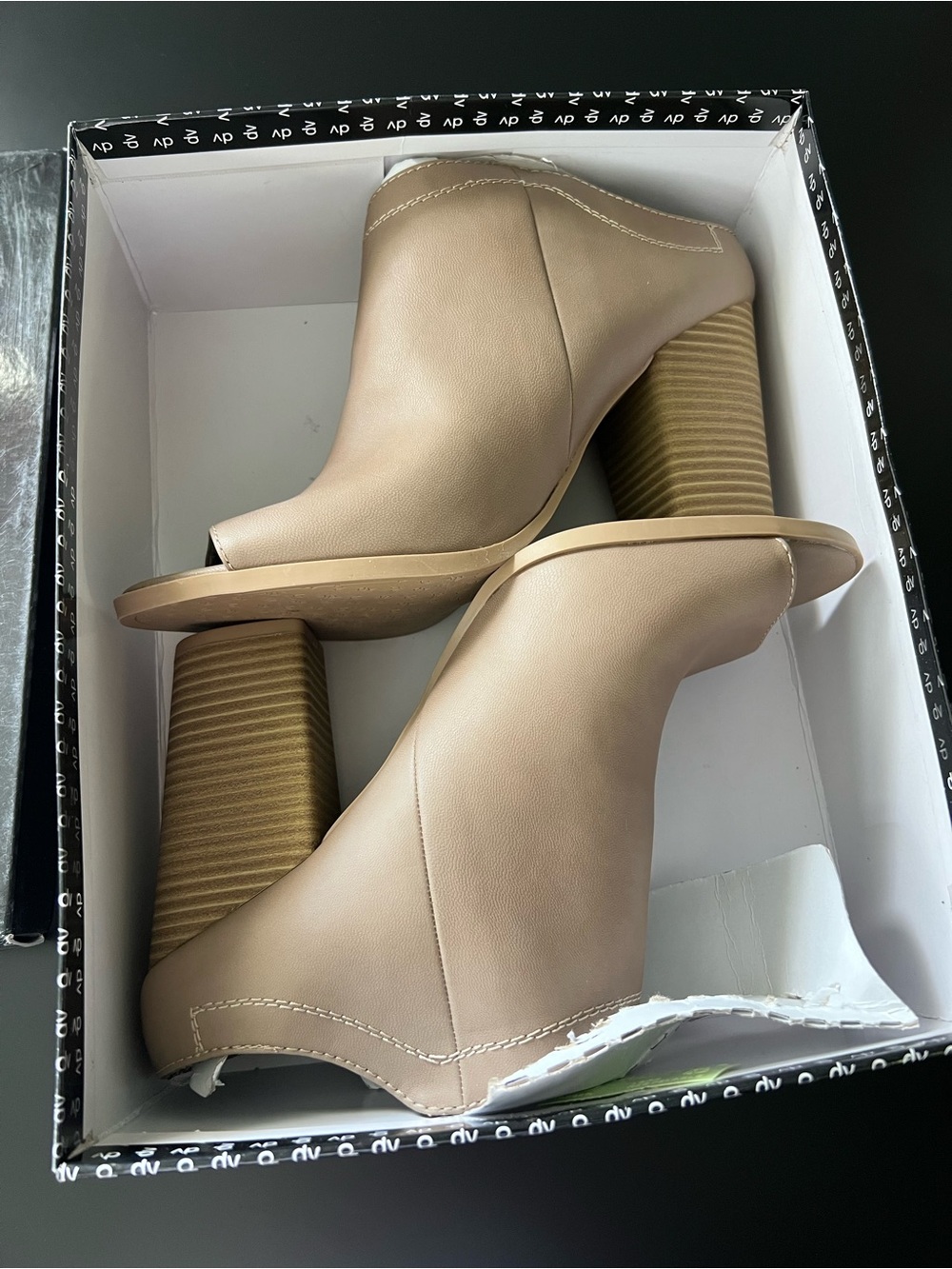 Mikah Dolce Vita taupe brown peep open toe boots - size 10